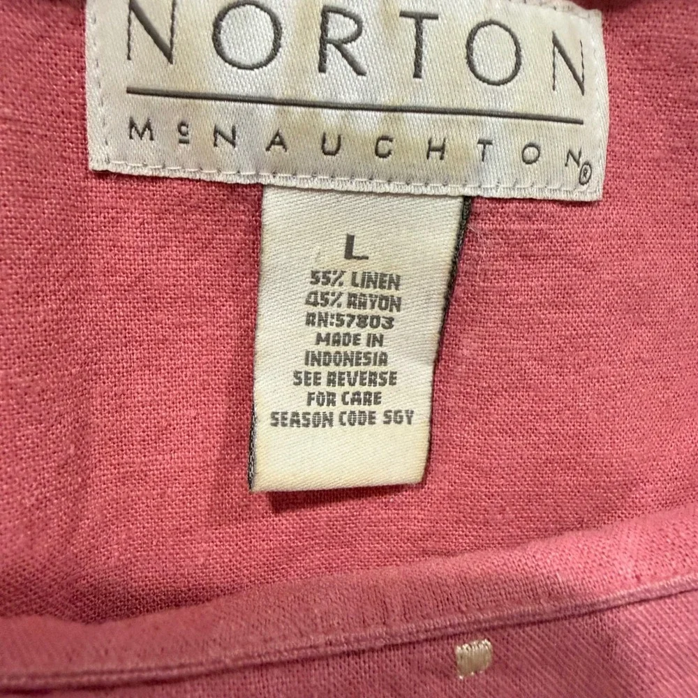 Lagenlook Y2K Norton McNaughton Cottagecore Pink Linen Blend Shift Dress LL
